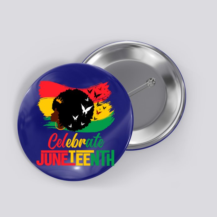 Celebrate Indepedence Day Black Messy Bun Juneteenth Cute Gift Button