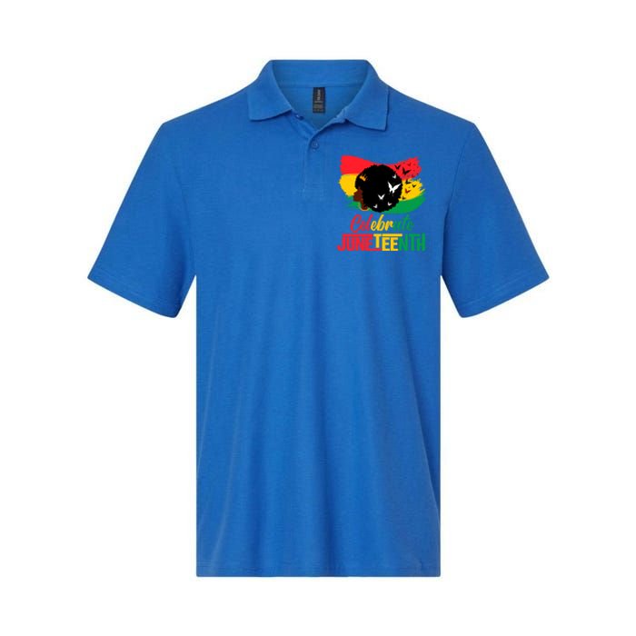 Celebrate Indepedence Day Black Messy Bun Juneteenth Cute Gift Softstyle Adult Sport Polo