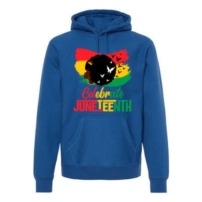 Celebrate Indepedence Day Black Messy Bun Juneteenth Cute Gift Premium Hoodie