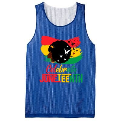 Celebrate Indepedence Day Black Messy Bun Juneteenth Cute Gift Mesh Reversible Basketball Jersey Tank