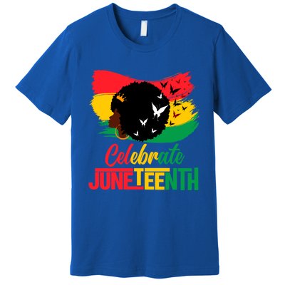 Celebrate Indepedence Day Black Messy Bun Juneteenth Cute Gift Premium T-Shirt