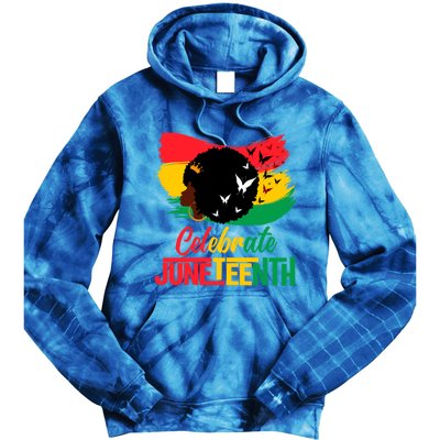 Celebrate Indepedence Day Black Messy Bun Juneteenth Cute Gift Tie Dye Hoodie