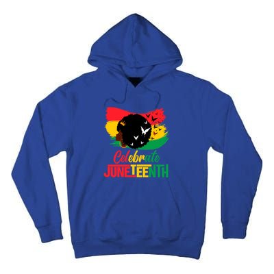 Celebrate Indepedence Day Black Messy Bun Juneteenth Cute Gift Tall Hoodie