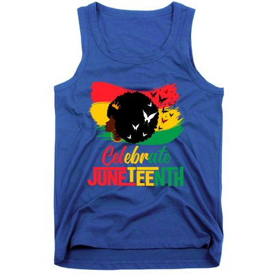 Celebrate Indepedence Day Black Messy Bun Juneteenth Cute Gift Tank Top