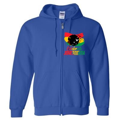 Celebrate Indepedence Day Black Messy Bun Juneteenth Cute Gift Full Zip Hoodie