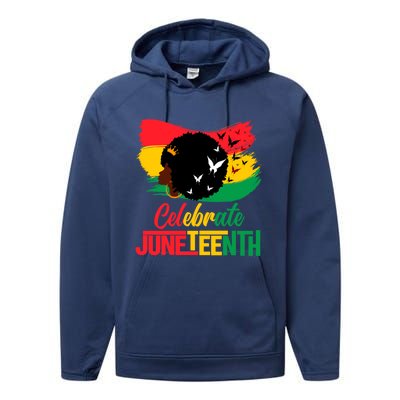 Celebrate Indepedence Day Black Messy Bun Juneteenth Cute Gift Performance Fleece Hoodie