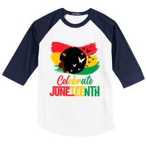 Celebrate Indepedence Day Black Messy Bun Juneteenth Cute Gift Baseball Sleeve Shirt