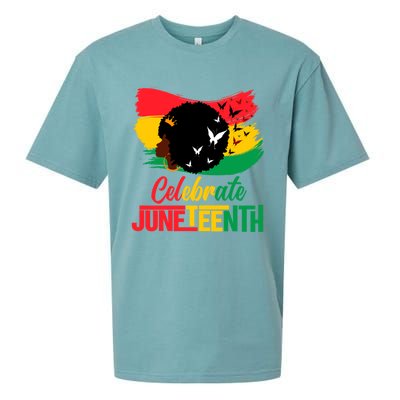 Celebrate Indepedence Day Black Messy Bun Juneteenth Cute Gift Sueded Cloud Jersey T-Shirt