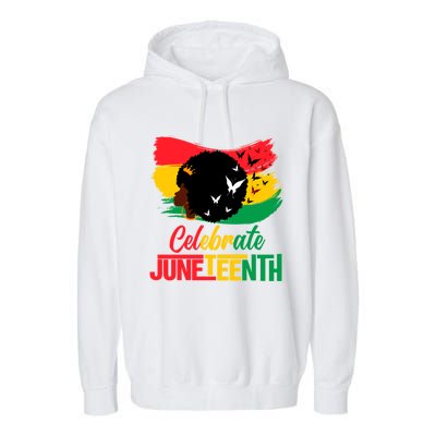 Celebrate Indepedence Day Black Messy Bun Juneteenth Cute Gift Garment-Dyed Fleece Hoodie