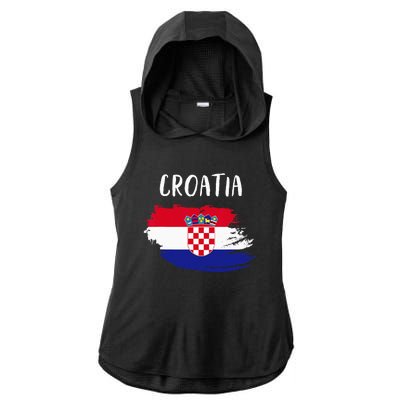 Croatia indepedence day croatia flag Ladies PosiCharge Tri-Blend Wicking Draft Hoodie Tank