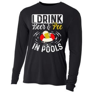 Cool I Drink Beer And Pee In Pools Funny Swimmer Drink Gift Cooling Performance Long Sleeve Crew