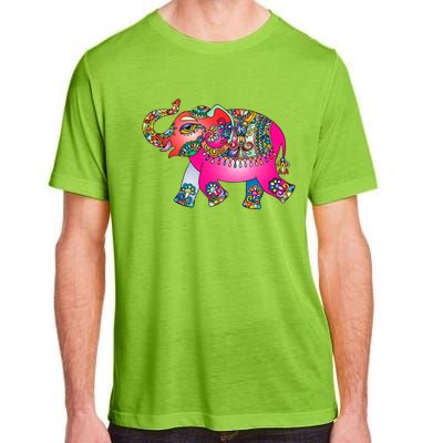 Colorful Indian Elephant Tribal Cute Gift Dala Art Cute Gift Yoga Namaste Gift Adult ChromaSoft Performance T-Shirt