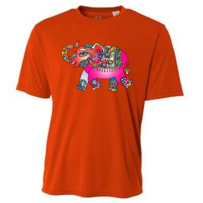 Colorful Indian Elephant Tribal Cute Gift Dala Art Cute Gift Yoga Namaste Gift Cooling Performance Crew T-Shirt