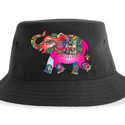 Colorful Indian Elephant Tribal Cute Gift Dala Art Cute Gift Yoga Namaste Gift Sustainable Bucket Hat