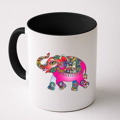 Colorful Indian Elephant Tribal Cute Gift Dala Art Cute Gift Yoga Namaste Gift Mug