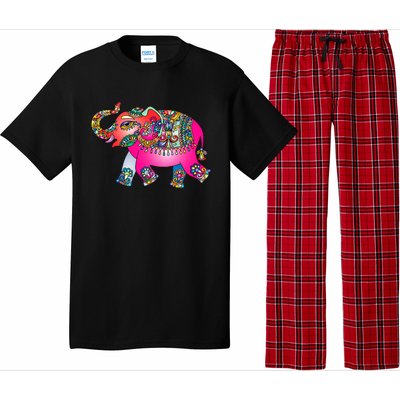 Colorful Indian Elephant Tribal Cute Gift Dala Art Cute Gift Yoga Namaste Gift Pajama Set