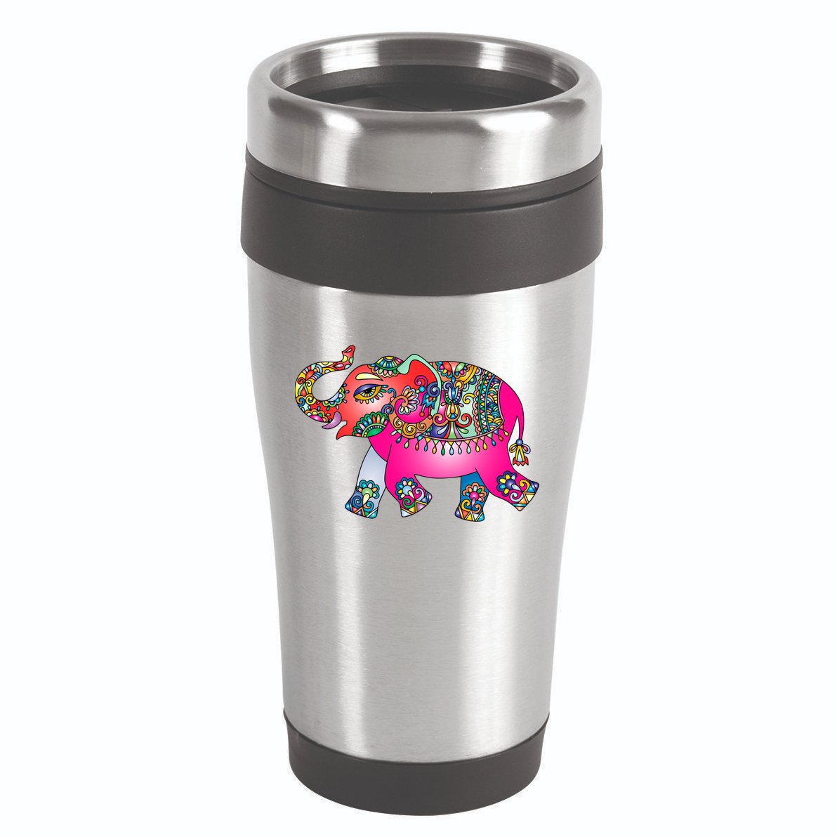 Colorful Indian Elephant Tribal Cute Gift Dala Art Cute Gift Yoga Namaste Gift 16oz Travel Tumbler