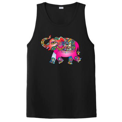 Colorful Indian Elephant Tribal Cute Gift Dala Art Cute Gift Yoga Namaste Gift PosiCharge Competitor Tank