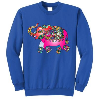 Colorful Indian Elephant Tribal Cute Gift Dala Art Cute Gift Yoga Namaste Gift Sweatshirt