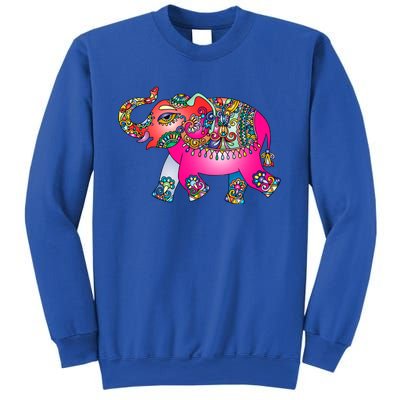 Colorful Indian Elephant Tribal Cute Gift Dala Art Cute Gift Yoga Namaste Gift Sweatshirt