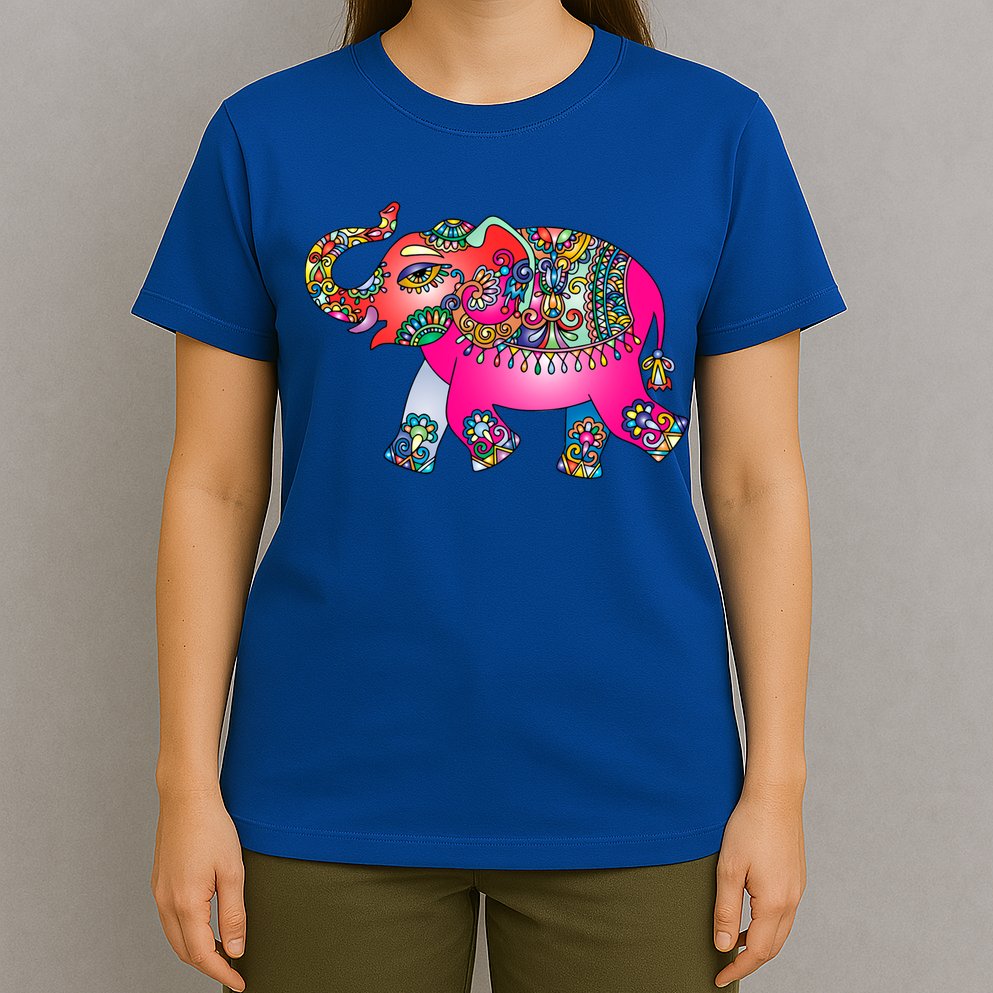 Colorful Indian Elephant Tribal Cute Gift Dala Art Cute Gift Yoga Namaste Gift T-Shirt