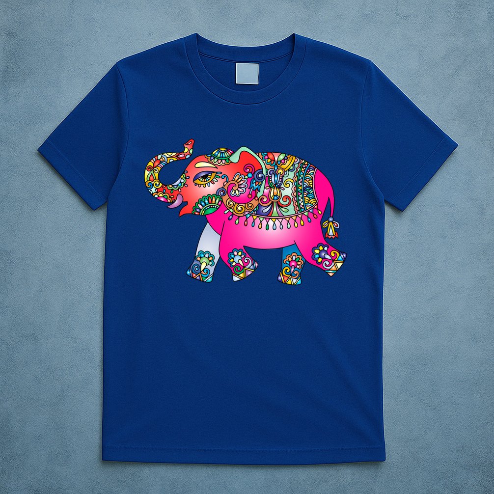 Colorful Indian Elephant Tribal Cute Gift Dala Art Cute Gift Yoga Namaste Gift T-Shirt