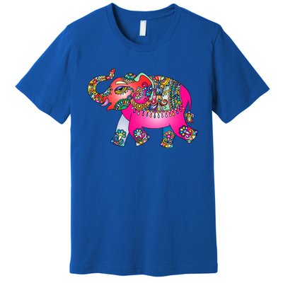 Colorful Indian Elephant Tribal Cute Gift Dala Art Cute Gift Yoga Namaste Gift Premium T-Shirt