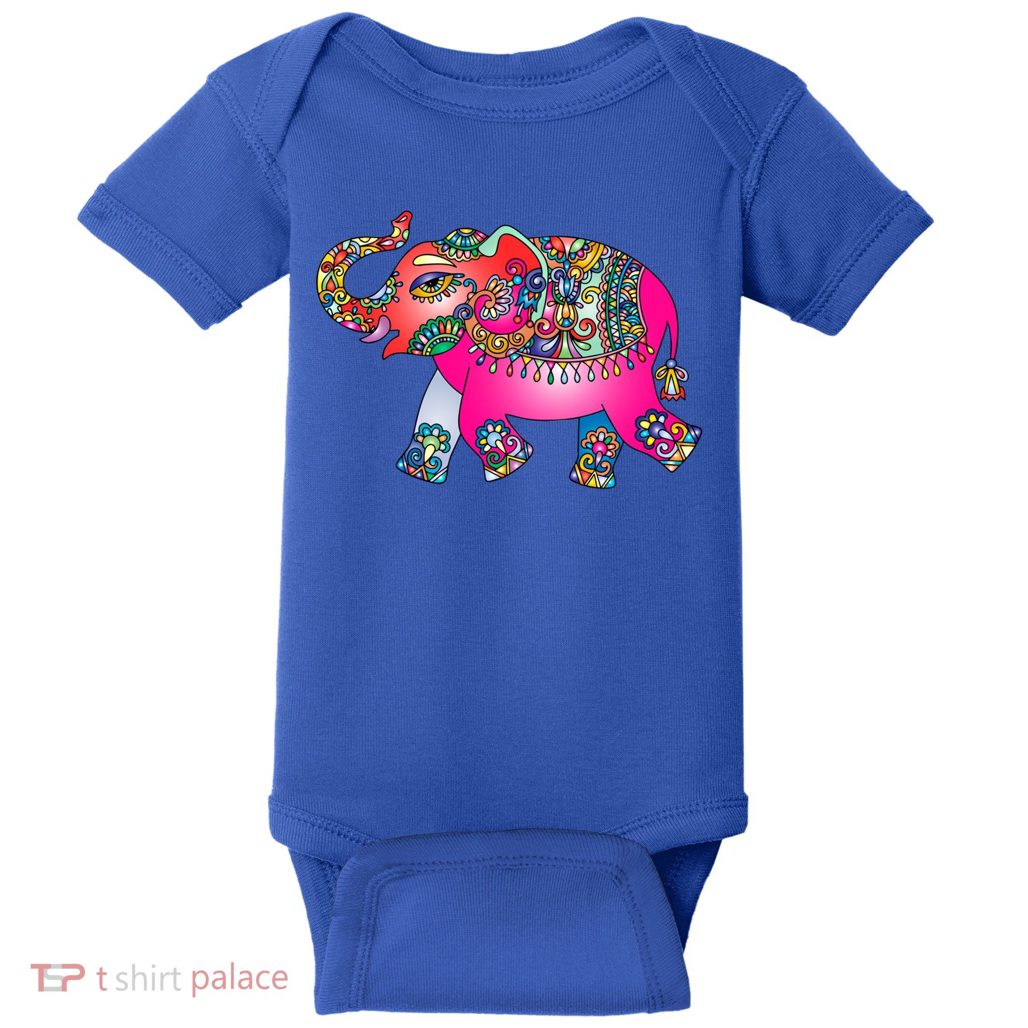 Colorful Indian Elephant Tribal Cute Gift Dala Art Cute Gift Yoga Namaste Gift Baby Bodysuit