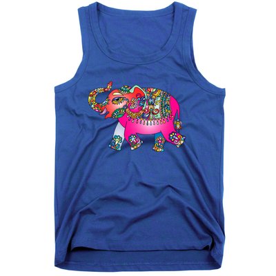 Colorful Indian Elephant Tribal Cute Gift Dala Art Cute Gift Yoga Namaste Gift Tank Top