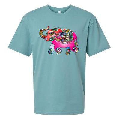 Colorful Indian Elephant Tribal Cute Gift Dala Art Cute Gift Yoga Namaste Gift Sueded Cloud Jersey T-Shirt