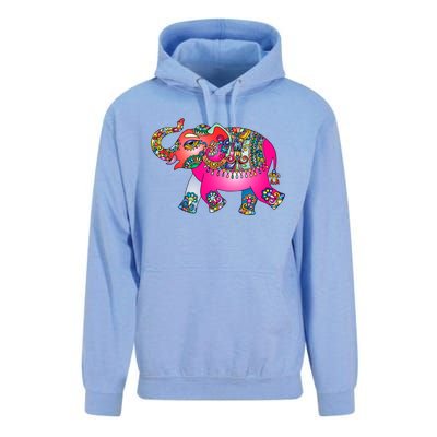 Colorful Indian Elephant Tribal Cute Gift Dala Art Cute Gift Yoga Namaste Gift Unisex Surf Hoodie