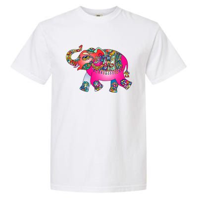 Colorful Indian Elephant Tribal Cute Gift Dala Art Cute Gift Yoga Namaste Gift Garment-Dyed Heavyweight T-Shirt