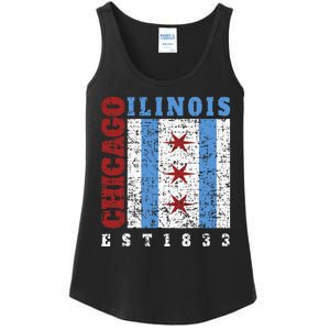 Chicago Illinois Est. 1833 Chicago Flag Souvenir Ladies Essential Tank