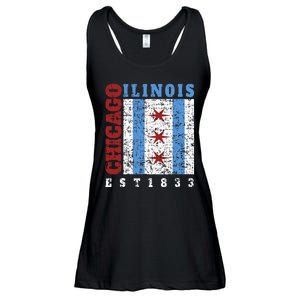 Chicago Illinois Est. 1833 Chicago Flag Souvenir Ladies Essential Flowy Tank