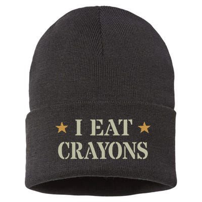 Cute I Eat Crayons Proud Eater Officer Squad Military Corp Sustainable Knit Beanie