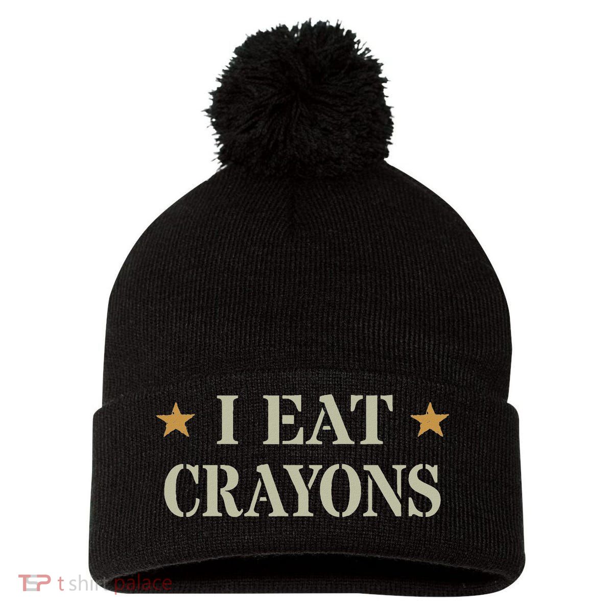 Cute I Eat Crayons Proud Eater Officer Squad Military Corp Pom Pom 12in Knit Beanie