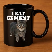 Cat I Eat Cement 11oz C Handle Ceramic Mug