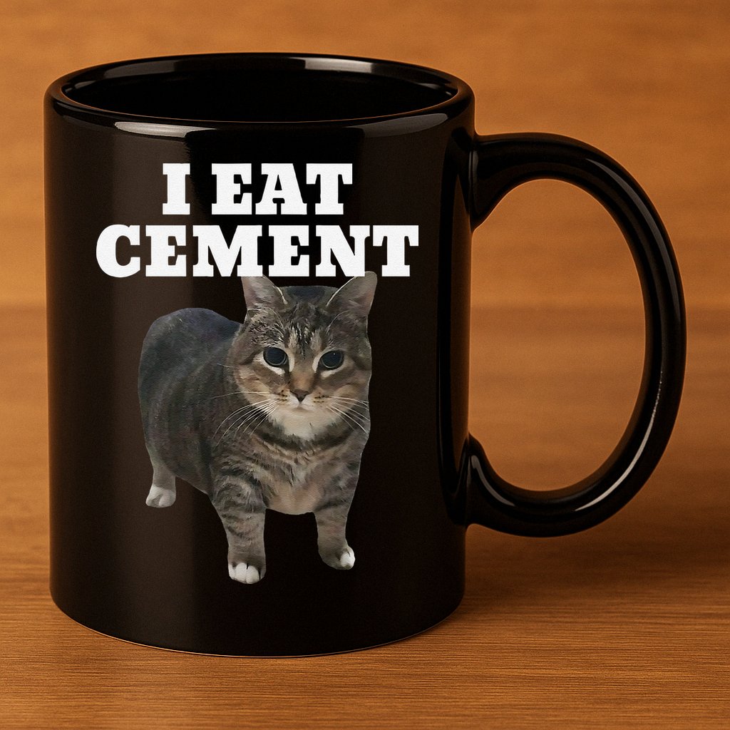 Cat I Eat Cement 11oz C Handle Ceramic Mug