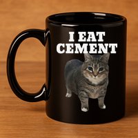 Cat I Eat Cement 11oz C Handle Ceramic Mug