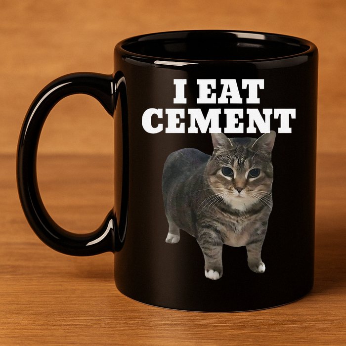Cat I Eat Cement 11oz C Handle Ceramic Mug