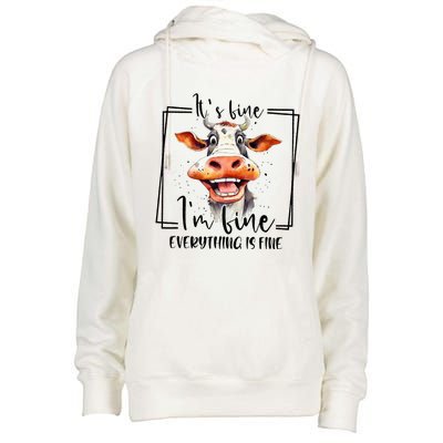 Cow ItS Fine IM Fine Everything Is Fine Teacher Xmas Womens Funnel Neck Pullover Hood