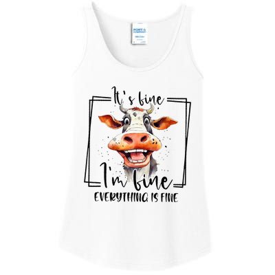 Cow ItS Fine IM Fine Everything Is Fine Teacher Xmas Ladies Essential Tank