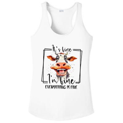 Cow ItS Fine IM Fine Everything Is Fine Teacher Xmas Ladies PosiCharge Competitor Racerback Tank