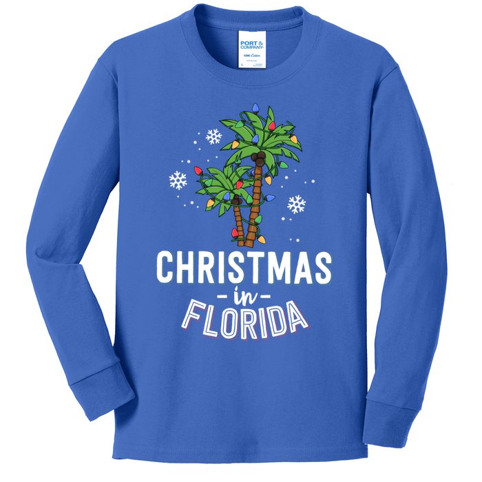 Christmas In Florida Deck The Palm Trees Family Vacation Cute Gift Kids Long Sleeve Shirt