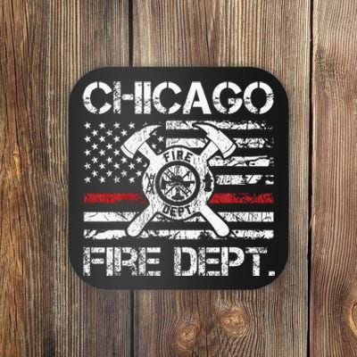 Chicago Illinois Fire Department Thin Red Line Fireman Coaster