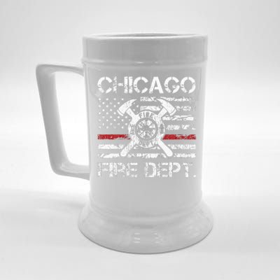 Chicago Illinois Fire Department Thin Red Line Fireman Beer Stein