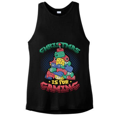Christmas Is For Gaming Controller Christmas Tree Gamer Gift Ladies PosiCharge Tri-Blend Wicking Tank