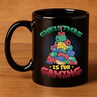 Christmas Is For Gaming Controller Christmas Tree Gamer Gift 11oz C Handle Ceramic Mug