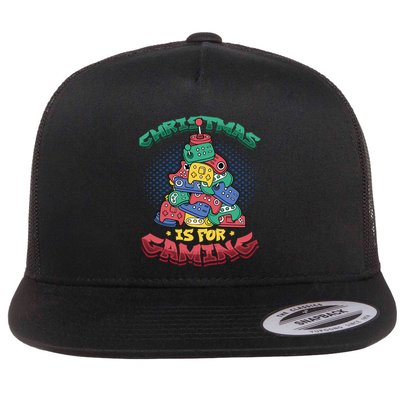 Christmas Is For Gaming Controller Christmas Tree Gamer Gift Flatbill Hat