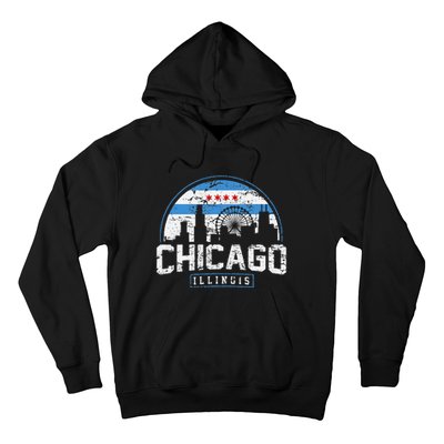 Chicago Illinois Flag Vintage Skyline Hoodie